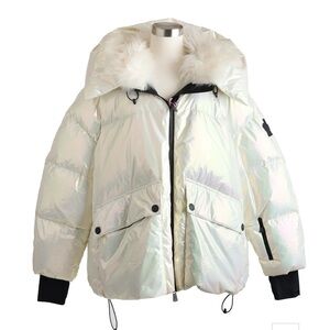 Moncler Tillier Hooded Iridescent White Women's Puffer Jacket coat NWT 4/XL